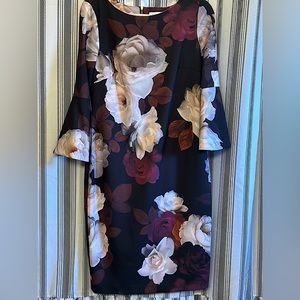 Calvin Klein Floral-Print Bell-Sleeve Sheath Dress Women's Size 10